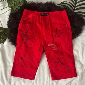 Red Splatter Paint Shorts